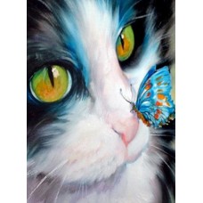 Раскраска по номерам 40*50см EPH9220_O Кот и бабочка OPP, холст на раме,краски, кисти