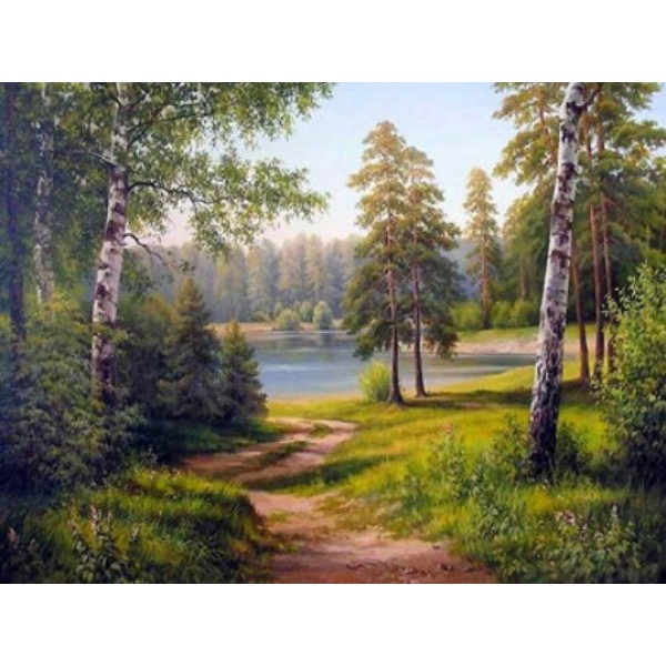 Раскраска по номера 40*50см J.Otten RA3132_B Дорожка в лесу карт.уп холст на раме краск. кисти.