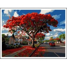 Раскраска по номера 40*50см J.Otten RA5175_B Красное дерево карт.уп холст на раме краск. кисти.