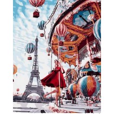 Раскраска по номера 40*50см J.Otten RA5204_B Атракцион в Париже карт.уп холст на раме краск. кисти.