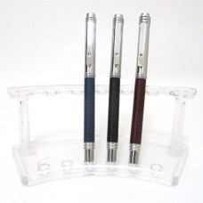 Ручка капилярная металлическая Baixin RP922 синяя, вставка кожа, микс корпсуов