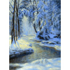Раскраска по номера на дереве 40*50cm J.Otten RSBD8447 Зимняя река карт.уп краск. кисти.