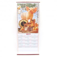 Календарь настенный WH510-2019 Поросята с подарками, циновка