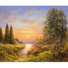 Раскраска по номера 40*50см J.Otten Y5351_B Летний закат карт.уп холст на раме краск. кисти.