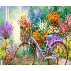 Раскраска по номера 40*50см J.Otten Y5473_O Велосипед с цветами OPP холст на раме краск. кисти.