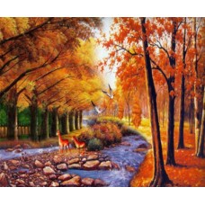 Раскраска по номера 40*50см J.Otten Y5507_O Осень в лесу OPP холст на раме с краск.кисти