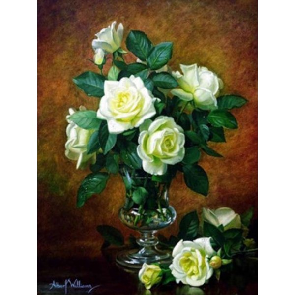 Раскраска по номера 40*50см J.Otten Y5536_O Белые розы OPP холст на раме с краск.кисти