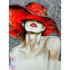 Раскраска по номерам 40*50см Y5741_O Дама в шляпе OPP, холст на раме,краски, кисти